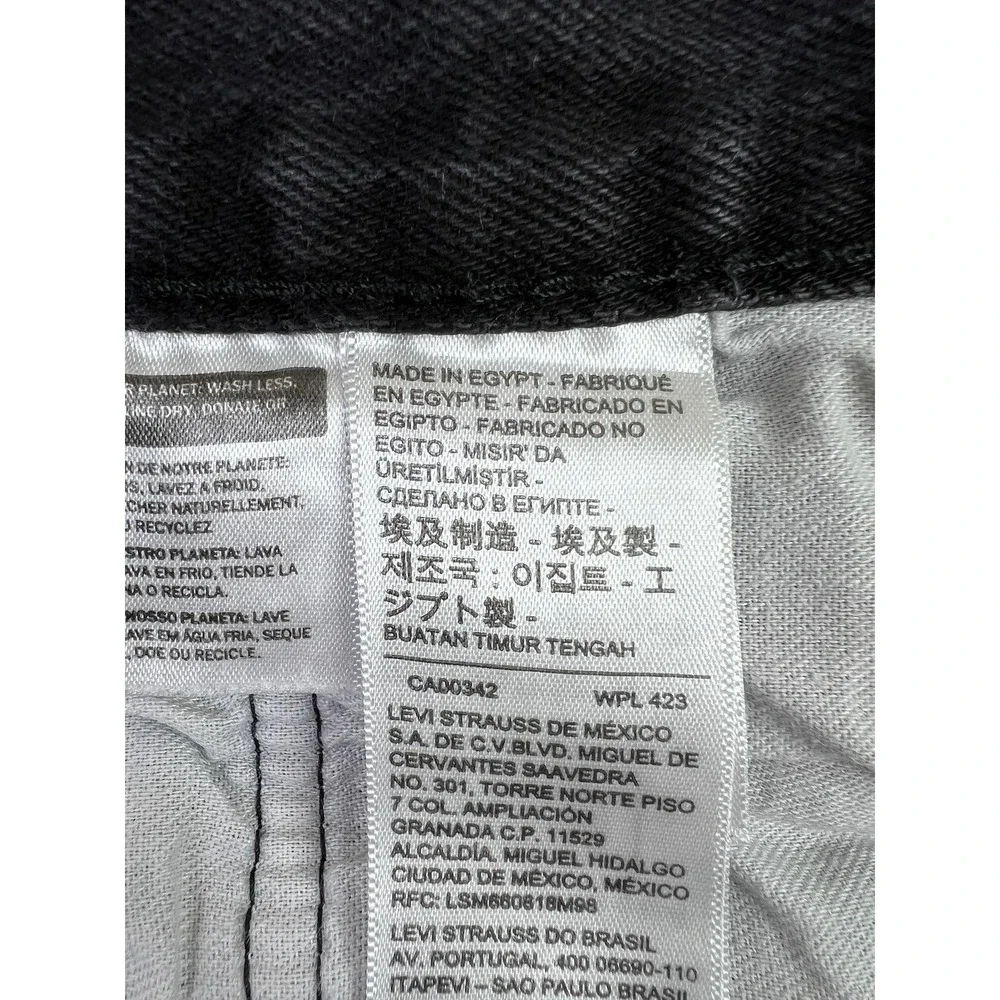 Levis 501 Jeans Mens 38x32‎ Black Regular Straight Stretch Denim Button Fly